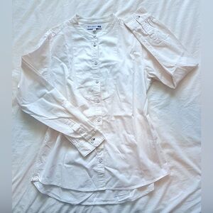 Uniqlo White Mandarin Collar Button Down Shirt